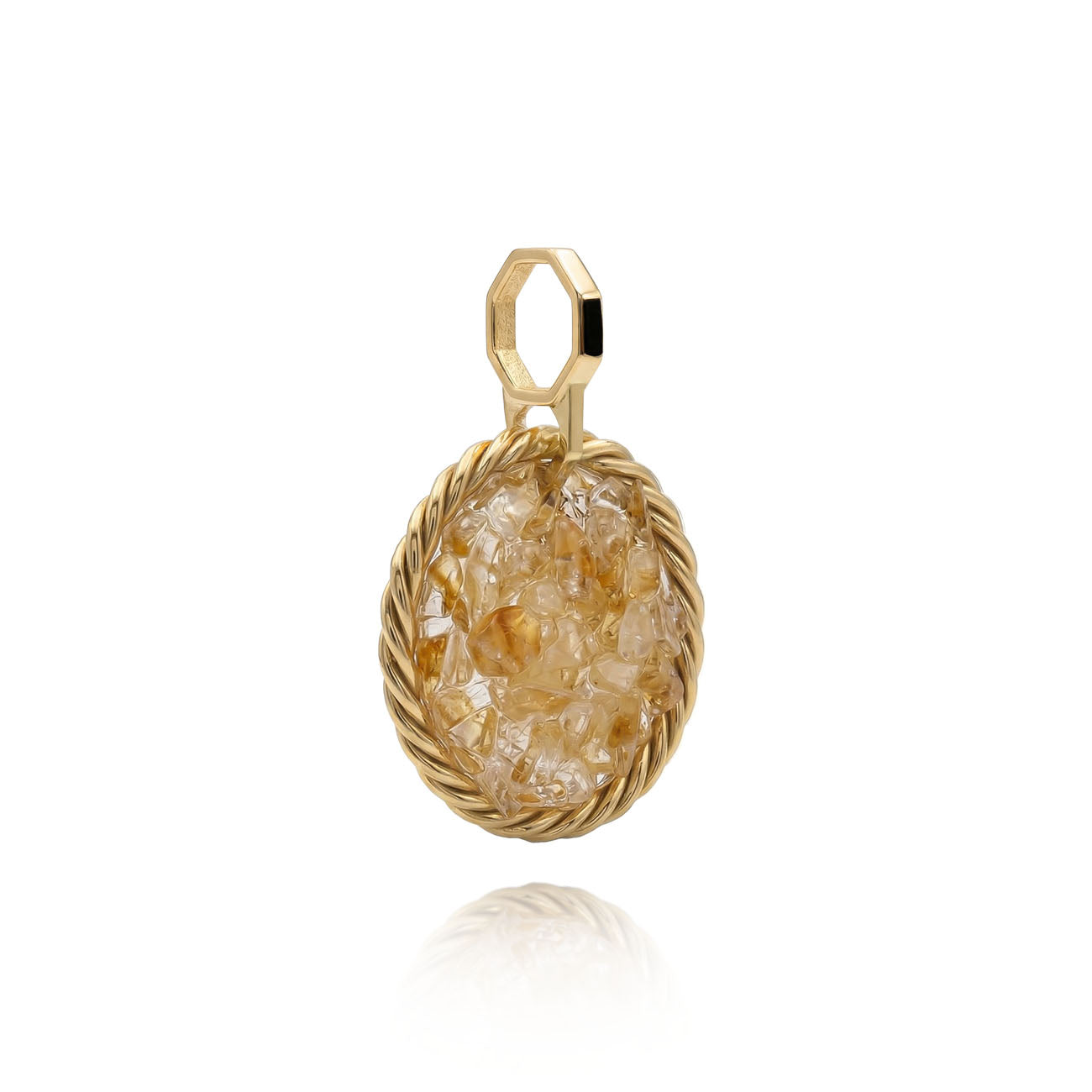Miedziany Amulet Tensorowy z Cytrynem – Pozłacany