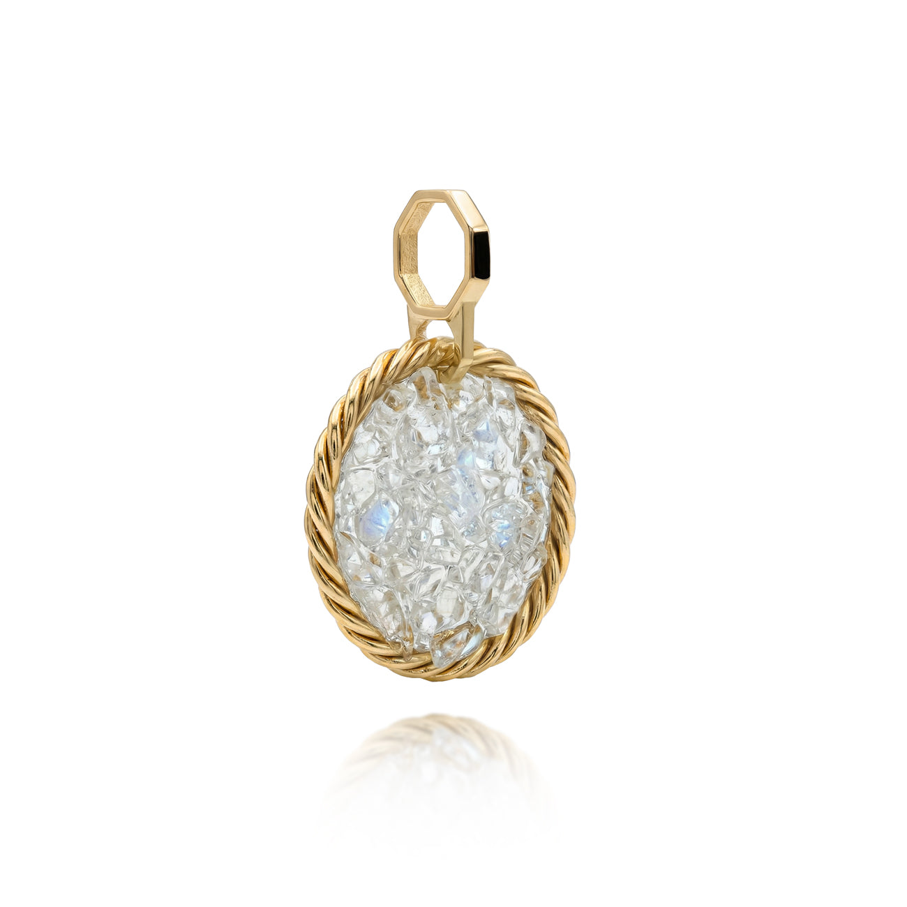 Amuleto Tensor de Cobre con Piedra Luna - Chapado en Oro