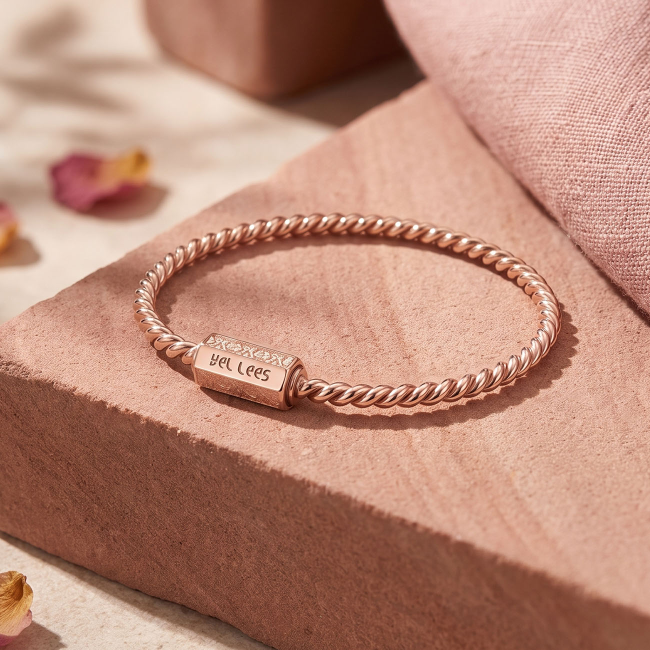 Miedziana bransoletka tensorowa Quantum pozłacana różowym złotem – Kubit Zaginiony (177 MHz)