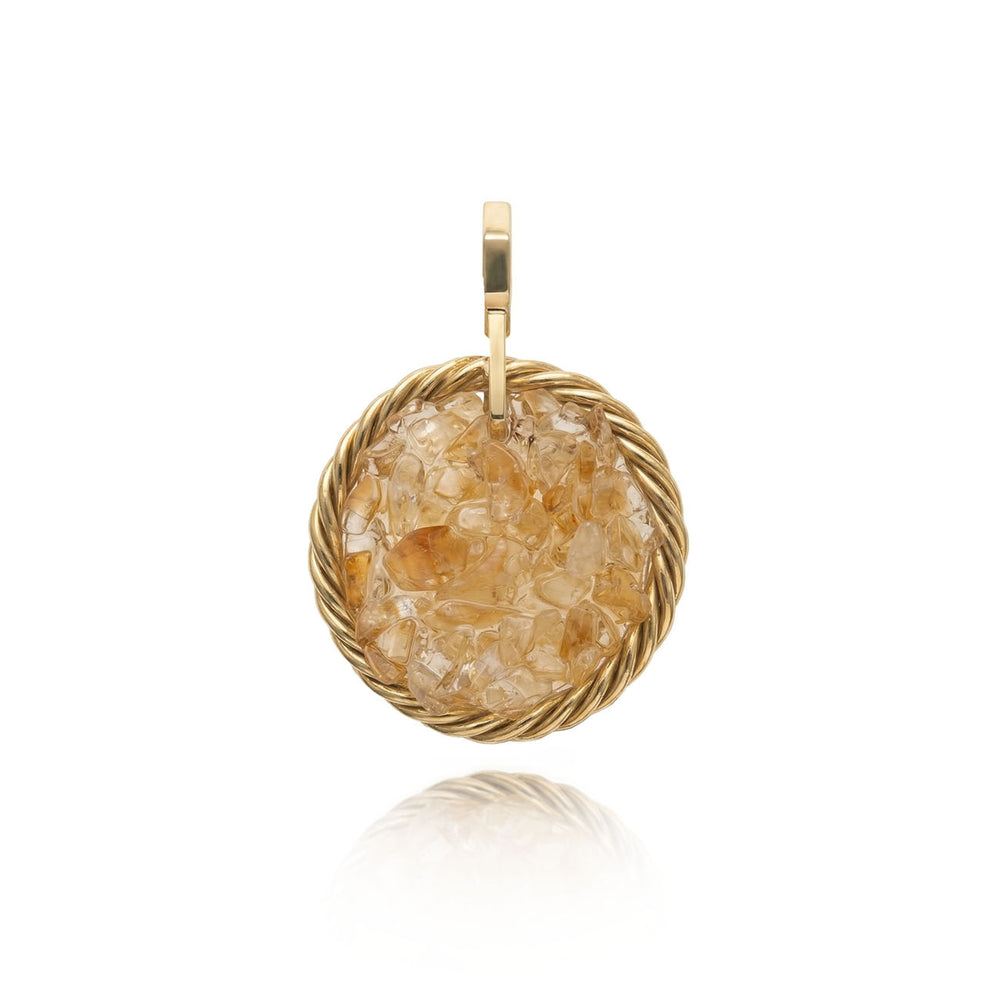 Miedziany Amulet Tensorowy z Cytrynem – Pozłacany