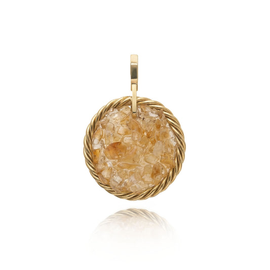 Miedziany Amulet Tensorowy z Cytrynem – Pozłacany