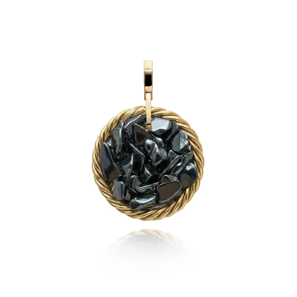 Miedziany Amulet Tensorowy z Hematytem – Pozłacany