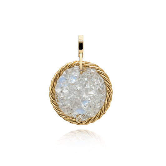 Amuleto Tensor de Cobre con Piedra Luna - Chapado en Oro