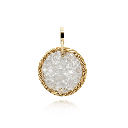 Amuleto Tensor de Cobre con Cristal de Roca – Bañado en Oro