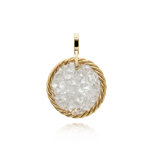 Amuleto Tensor de Cobre con Cristal de Roca – Bañado en Oro