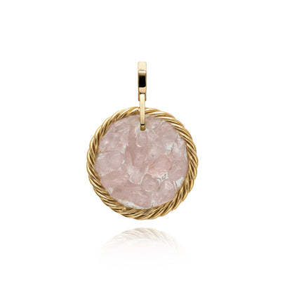 Amuleto Tensor de Cobre con Cuarzo Rosa – Chapado en Oro