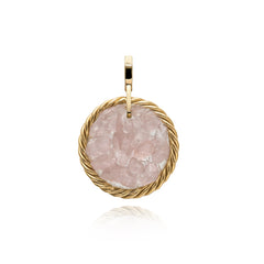 Amuleto Tensor de Cobre con Cuarzo Rosa – Chapado en Oro