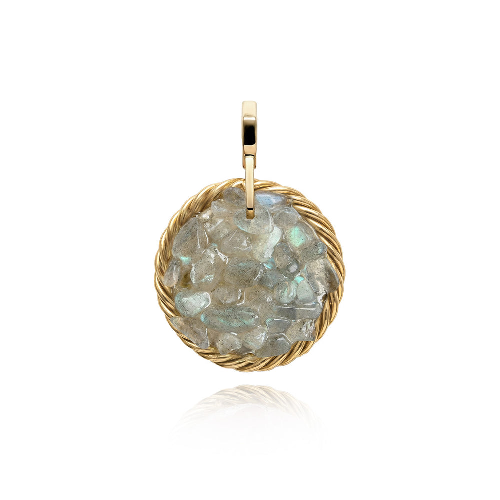 Miedziany Amulet Tensorowy z Labradorytem – Pozłacany