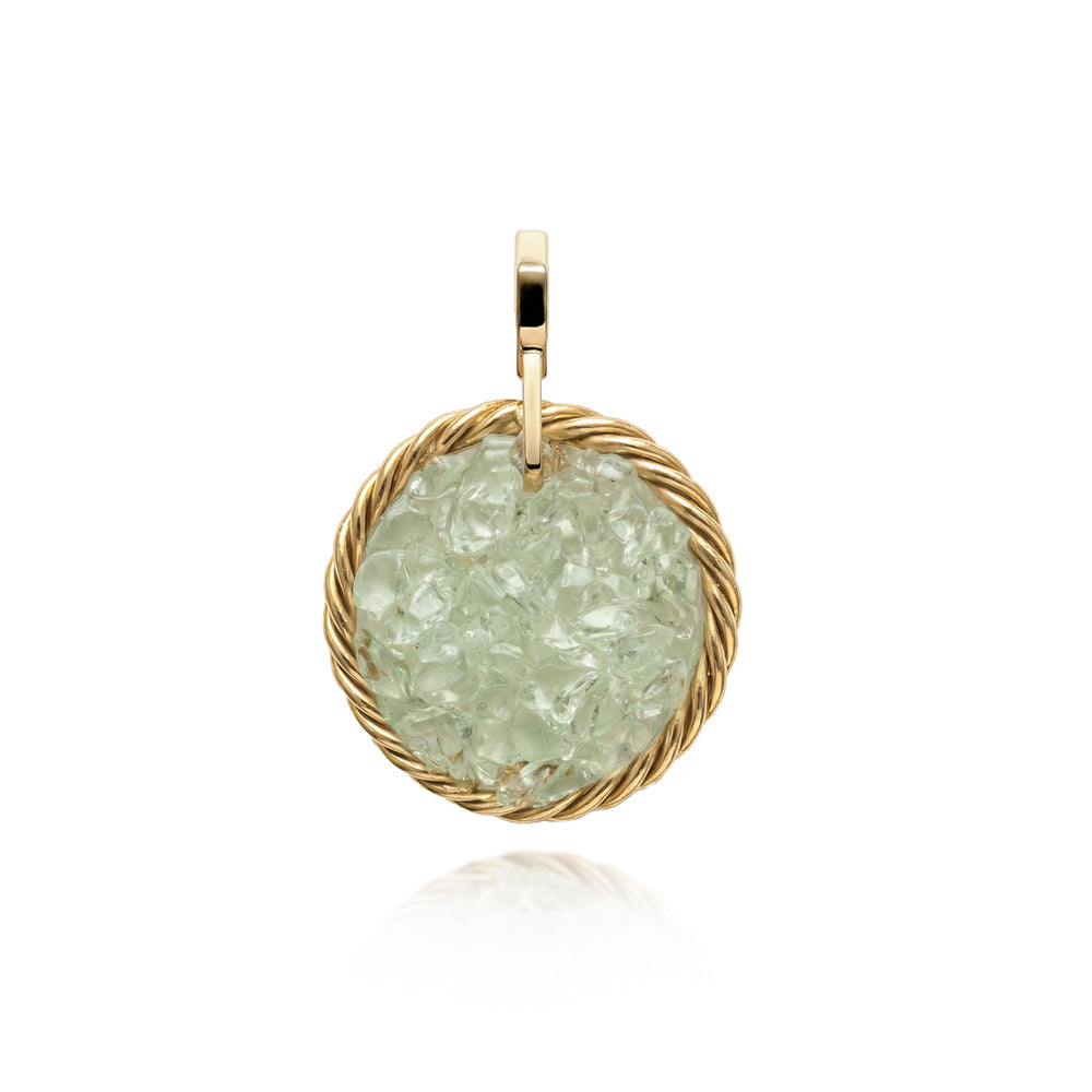 Miedziany Amulet Tensorowy z Prehnitem – Pozłacany
