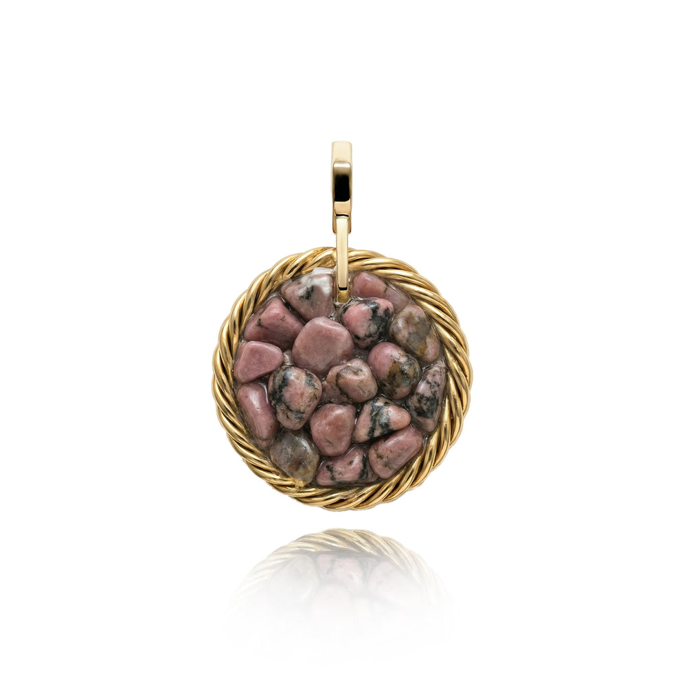 Miedziany Amulet Tensorowy z Rodonitem – Pozłacany