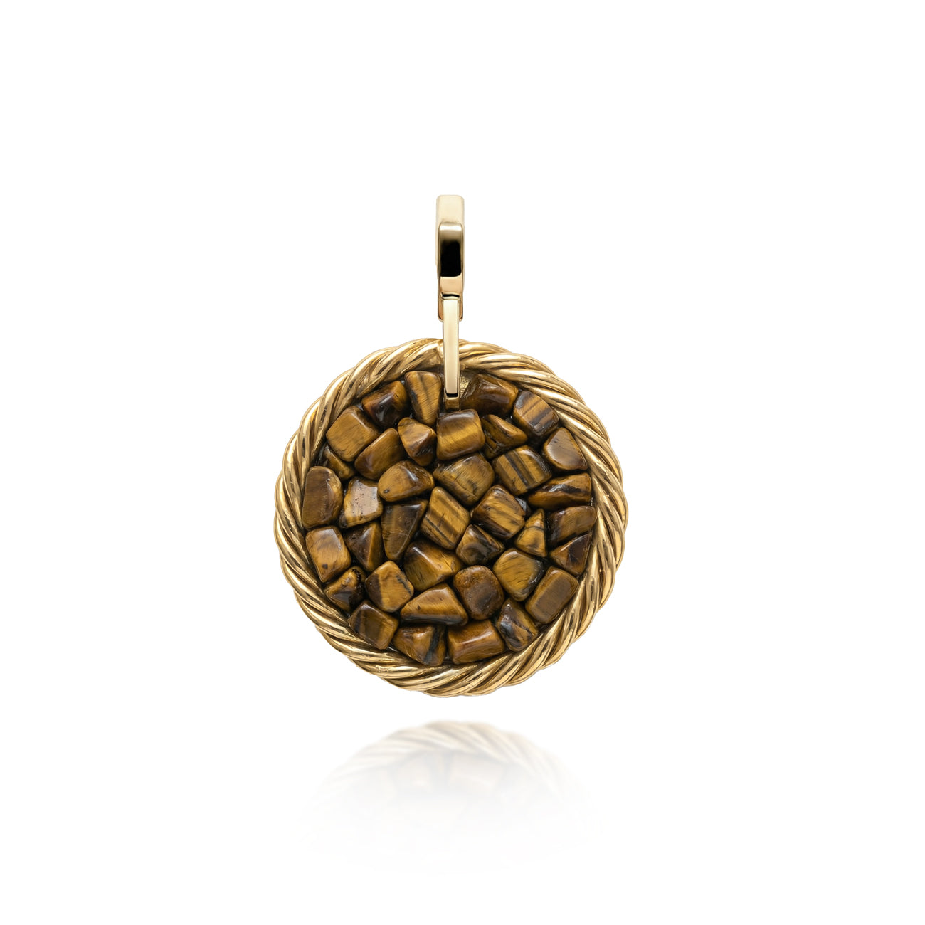 Amuleto Tensor de Cobre con Ojo de Tigre - Chapado en Oro