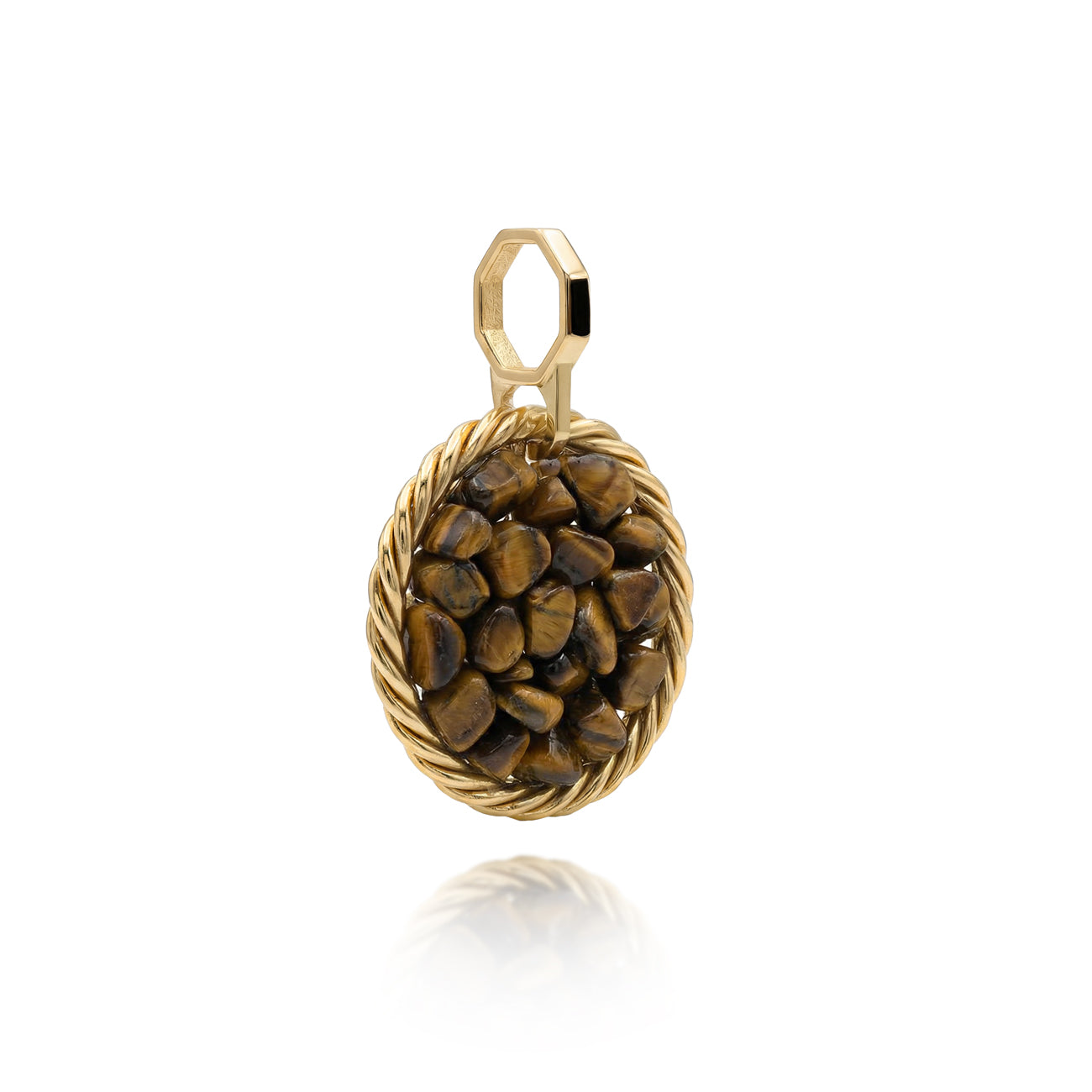 Amuleto Tensor de Cobre con Ojo de Tigre - Chapado en Oro