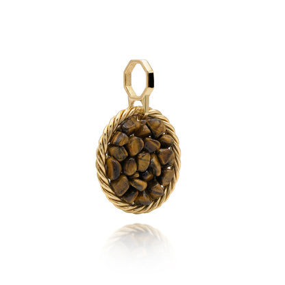Amuleto Tensor de Cobre con Ojo de Tigre - Chapado en Oro