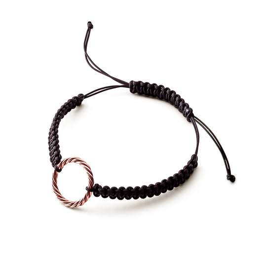 Pulsera tejida a mano negra – <tc>codo</tc> Real en oro rosa