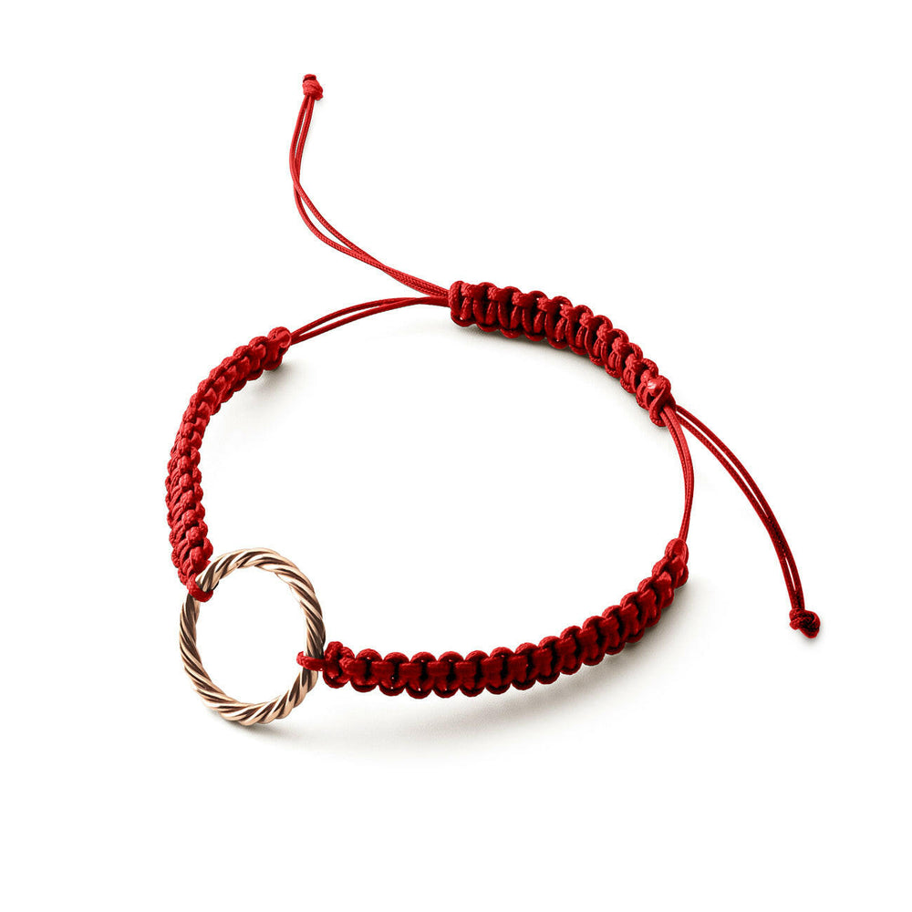 Pulsera tejida a mano roja – <tc>codo</tc> Real en oro amarillo