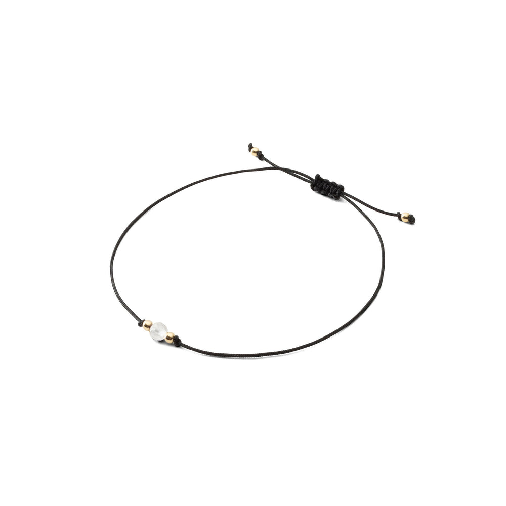Pulsera de cordón con piedra - Piedra de Montaña 4mm - Negra