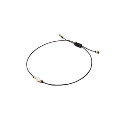 Pulsera de cordón con piedra - Piedra de Montaña 4mm - Negra