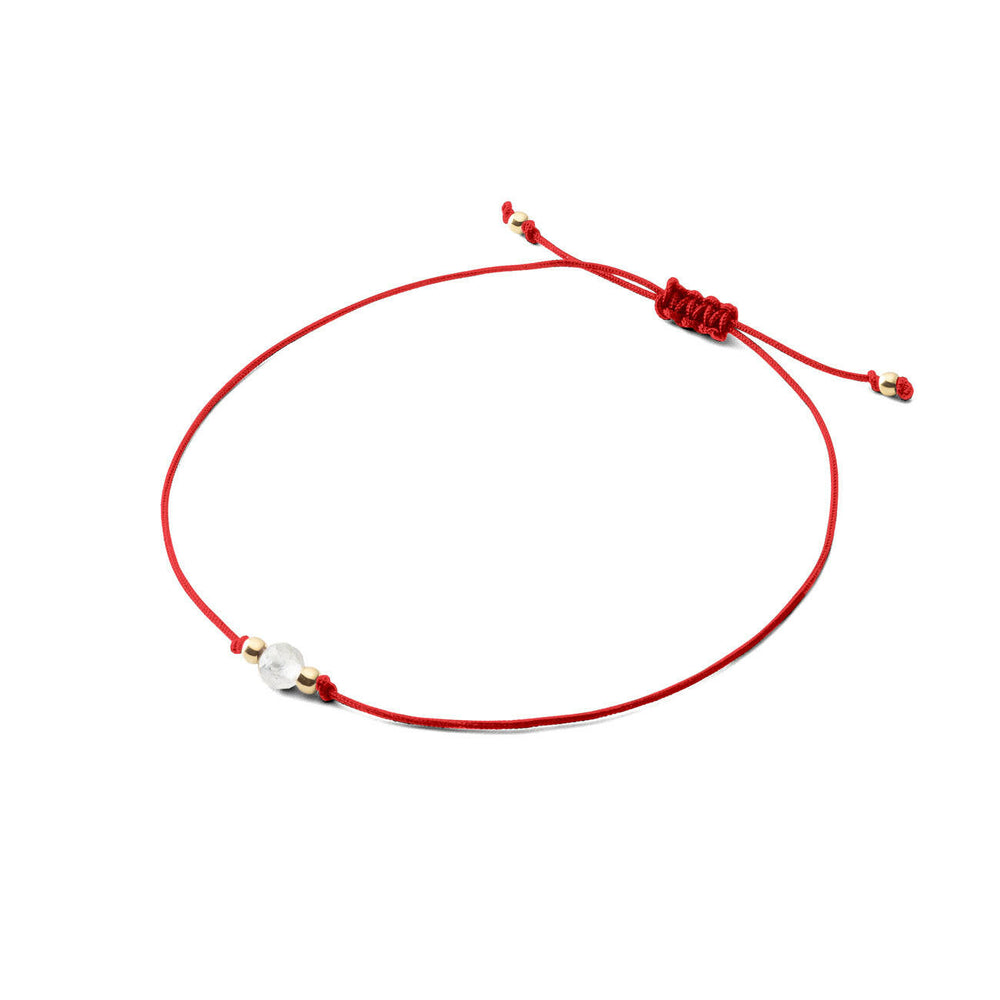 Pulsera de cordón con piedra - Piedra de Montaña 4mm - Roja