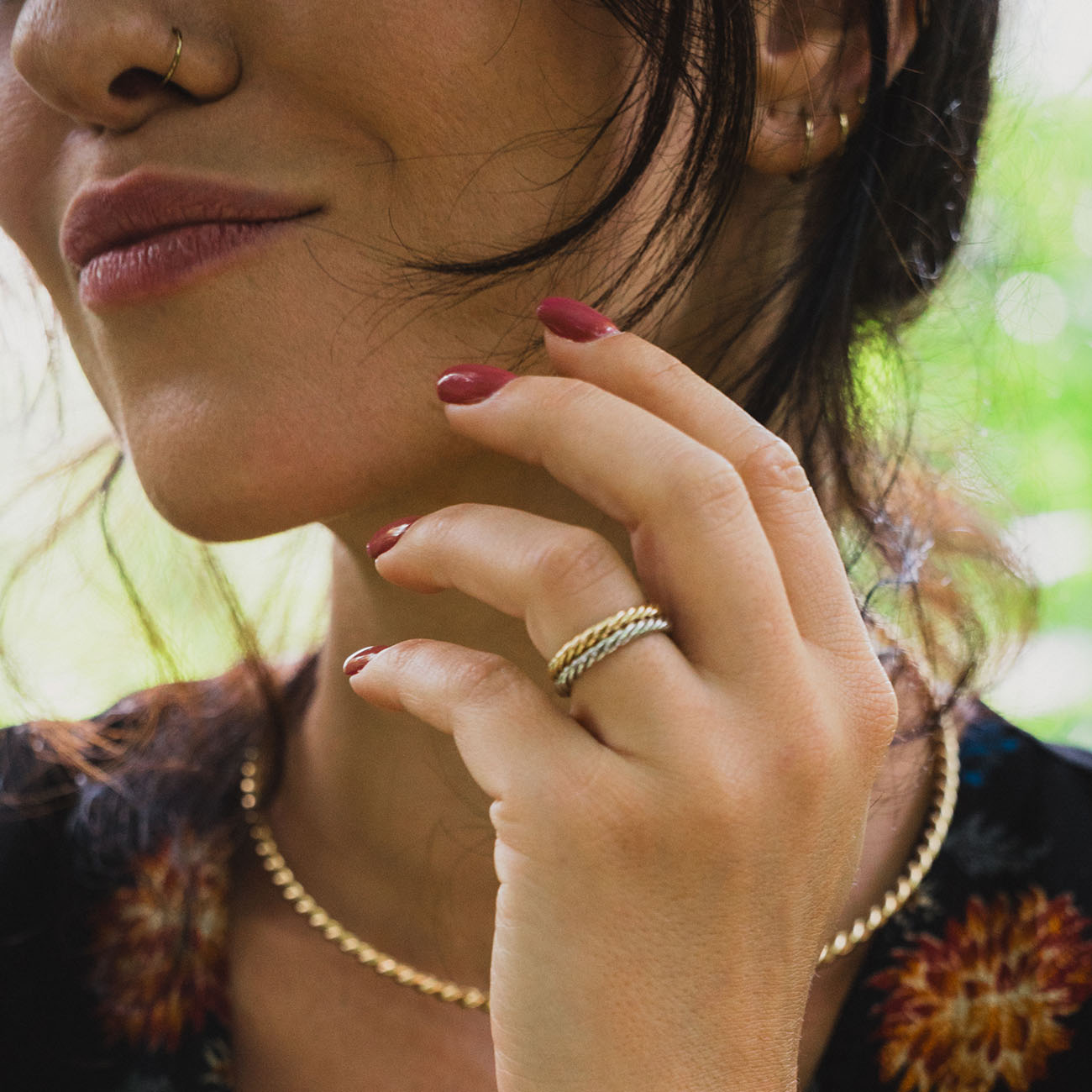 Anillo tensor de plata bañado en oro - plata 925