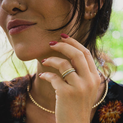 Anillo tensor de plata bañado en oro - plata 925