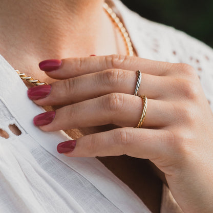 Anillo tensor de plata platinada - plata 925