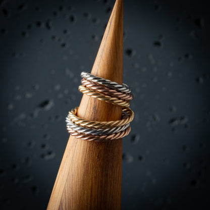 Anillo tensor de plata bañado en oro - plata 925