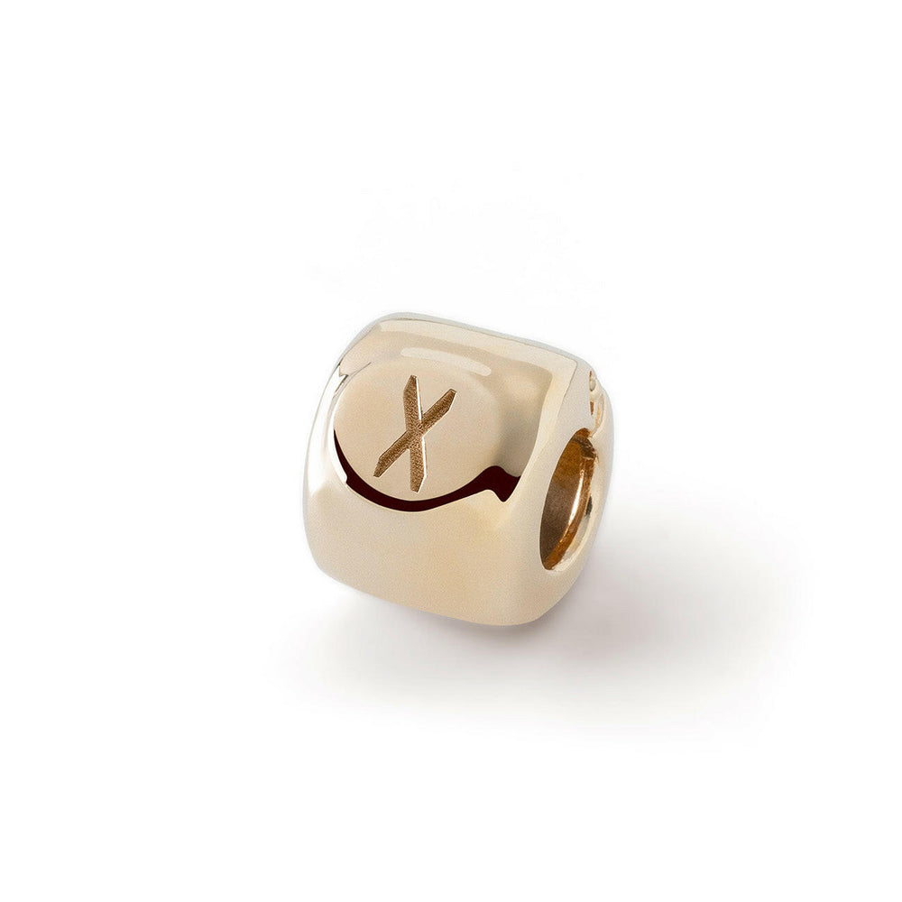 Charm con la runa Gebo (ᚷ) Chapado en oro – amuleto de armonía y apoyo mutuo - plata 925